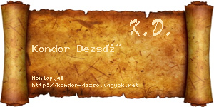 Kondor Dezső névjegykártya